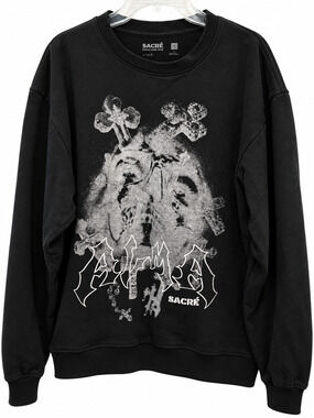 Sacré Crewneck Sweatshirt Unisex 2XL Black Graphic Gothic Cross Grunge Pullover